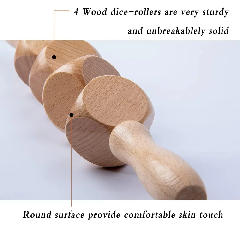 Houten massageroller, multifunctionele bodyroller voor cellulitis, spierspanning en huidgezondheidsondersteuning, body massager voor thuisgymnastiek