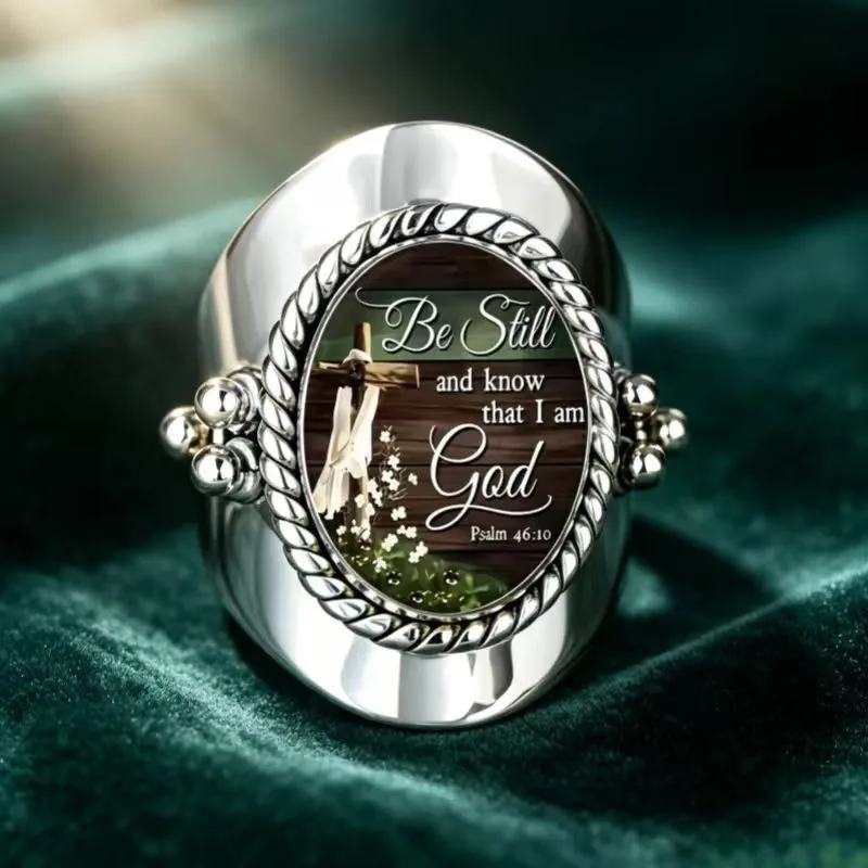 European and American new fashionable retro twisted rope oval gorgeous open screen peacock floral printing women's ring