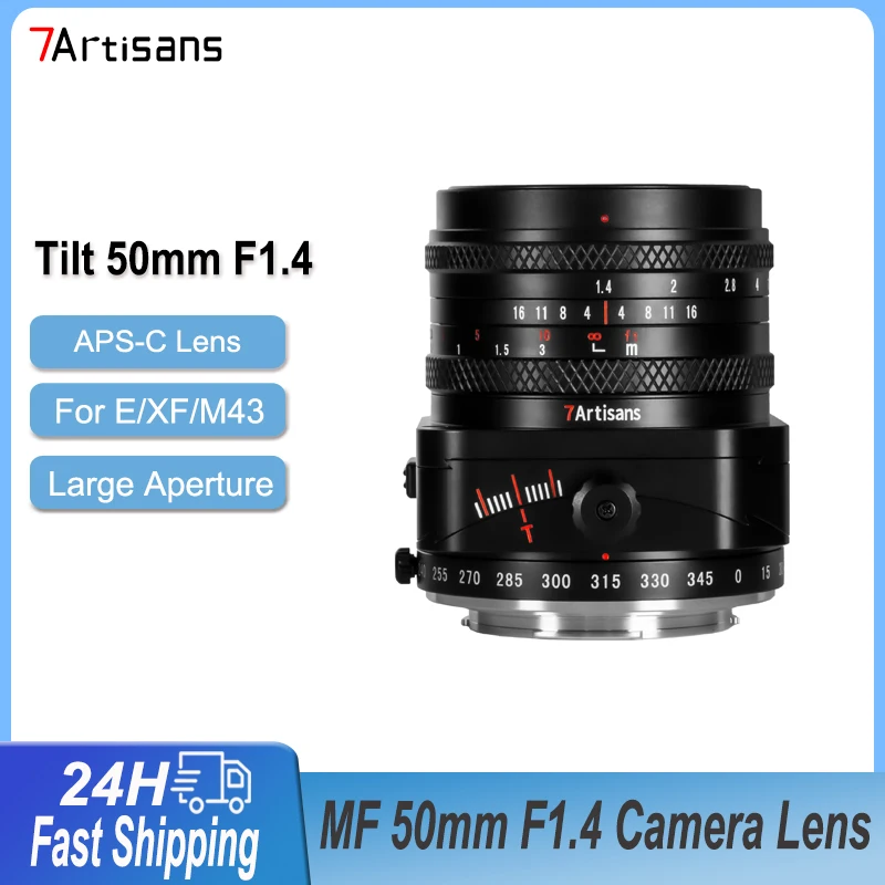 

7artisans 50mmF1.4 Tilt 50mm F1.4 MF APS-C Camera Lens for Studio Photography Compatible with Sony E Fujifilm XF M43 L-mount