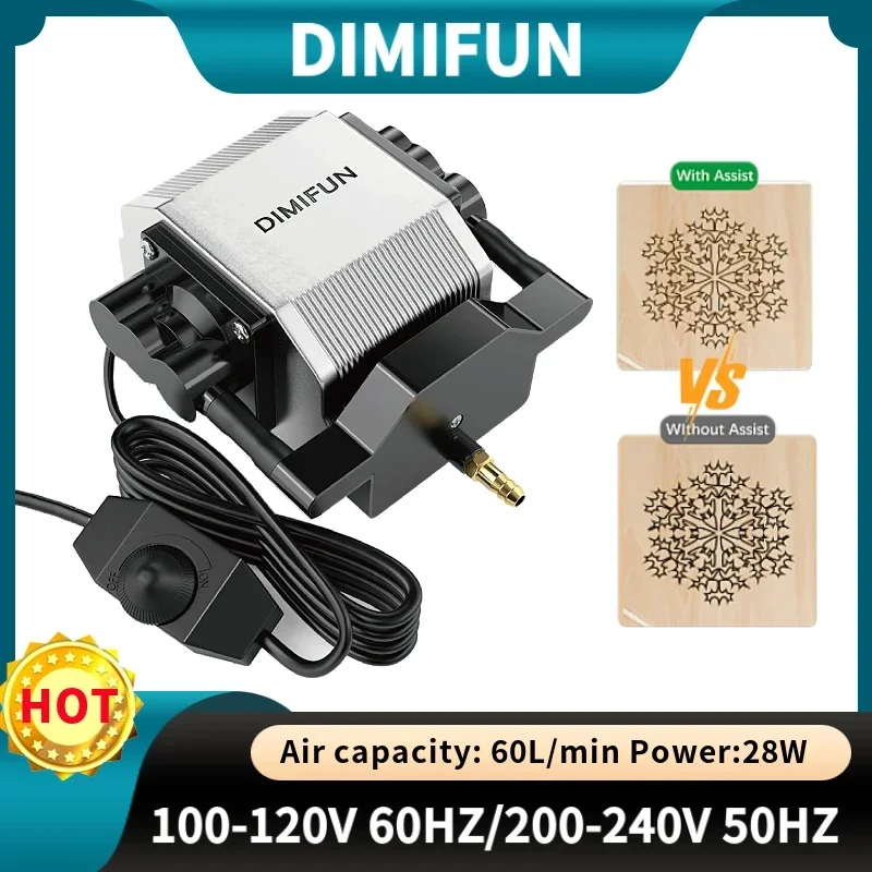 New product! DIMIFUN 28W high speed air compressor pump for CNC laser engraving machine, air output 60L/Min