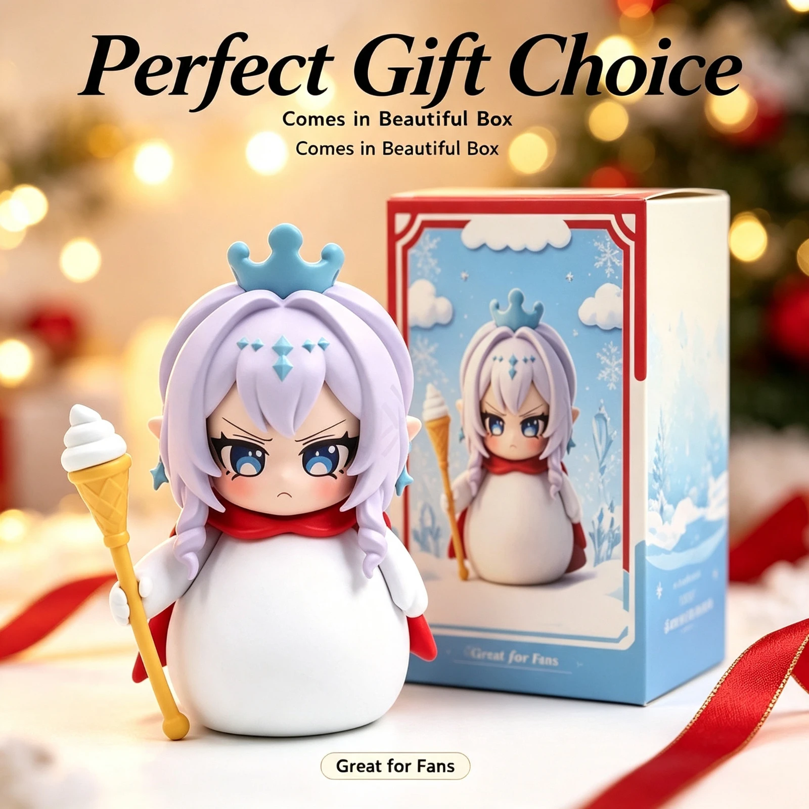 10cm Q Version Genshin Impact, Cryo Archon PVC Figure Snowman, Cosplay Statue Anime Ornament Desktop, Car Decor Gift For Fans