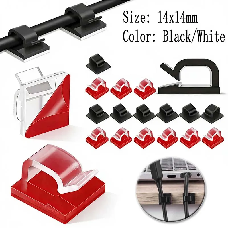 10-50PCS Car Cable Clamp Accessories Self-adhesive Line Management Clips Wiring Electrical Equipment Supplies Home Improvement