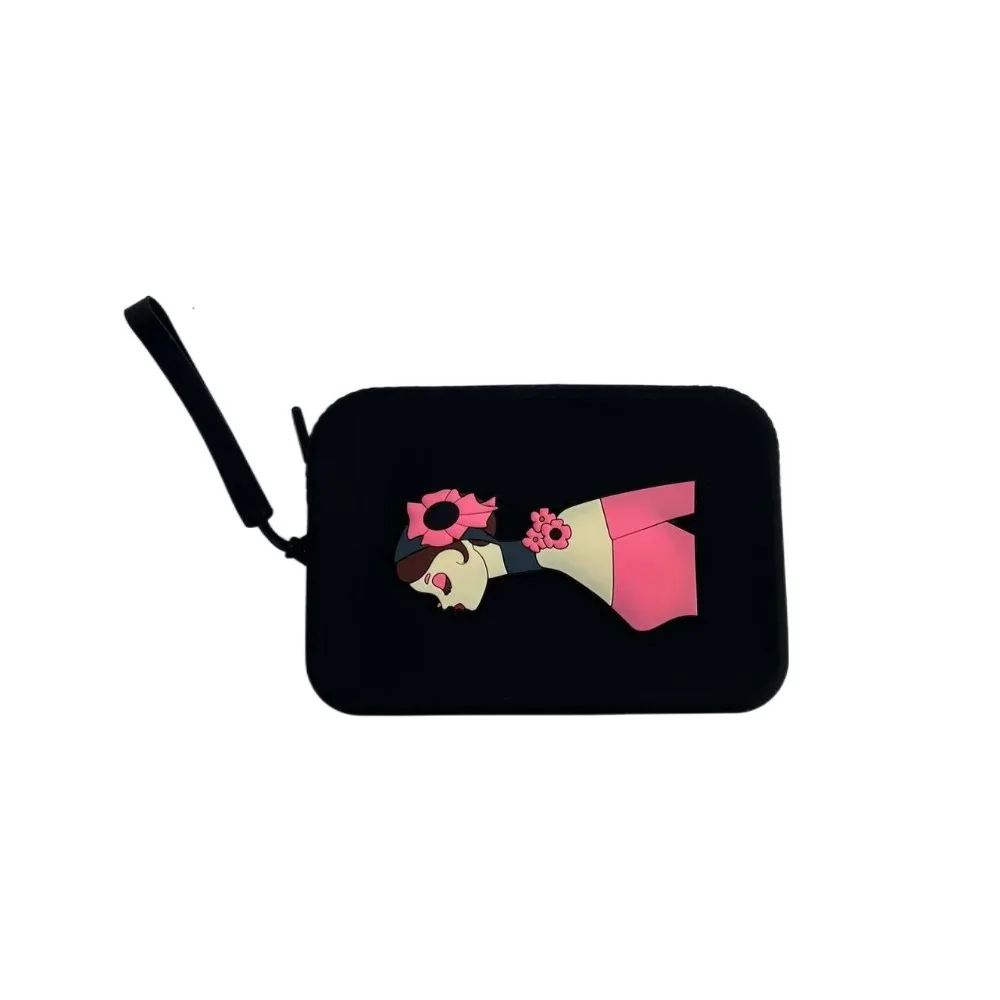 

Creative Cartoon Silicone Storage Bag Square Waterproof Lipstick Cosmetic Bag Washable With Zipper Makeup Pouch Student