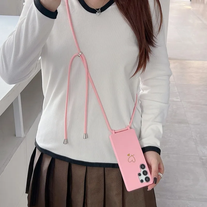 Liebesschutz-Handyhülle mit Umhängekordel für Samsung Galaxy S26 Ultra S25 FE S21 S22 S23 S24 Plus – Stoßfeste Candy Crossbody Halskordel-Hülle mit weichem Schutz – Detail 6
