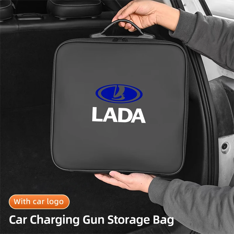 EV Car Charging Cable Storage Box Electric Vehicle Charger Cables Carry Bag For Lada 2110 2114 Largus 2112 110 2105 2107 2106