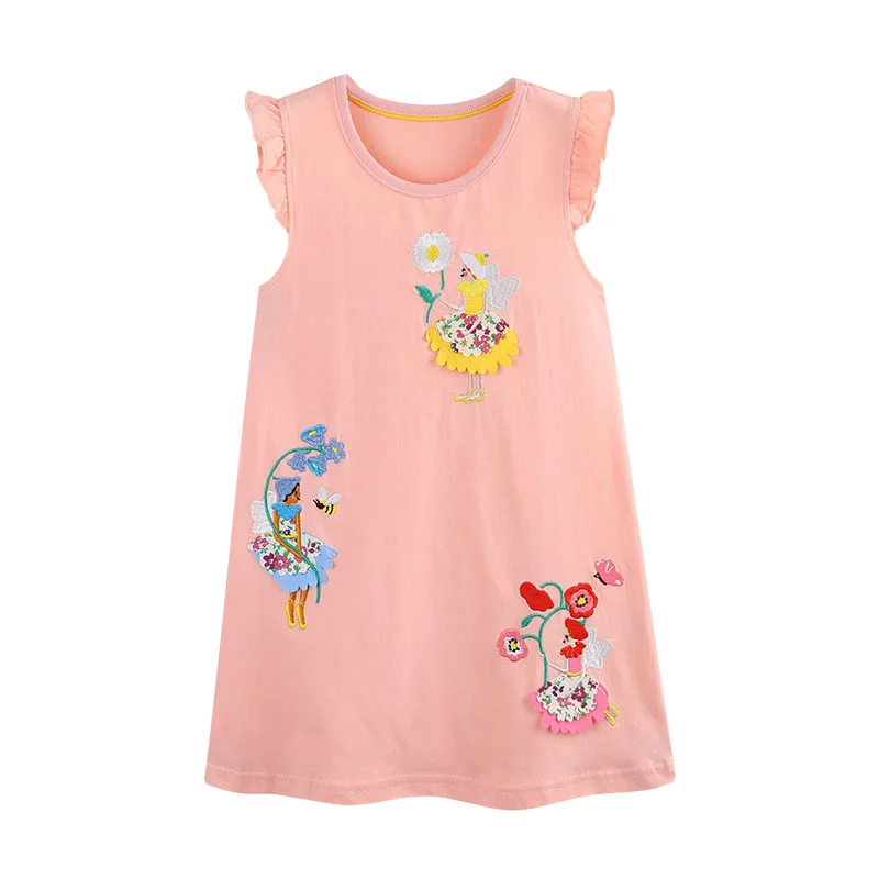 

2026 Fairy Tale Embroidery Girls Dress for 2-7T Kids Wear Toddler Sleeveless Party Frocks Children's Baby Dresses