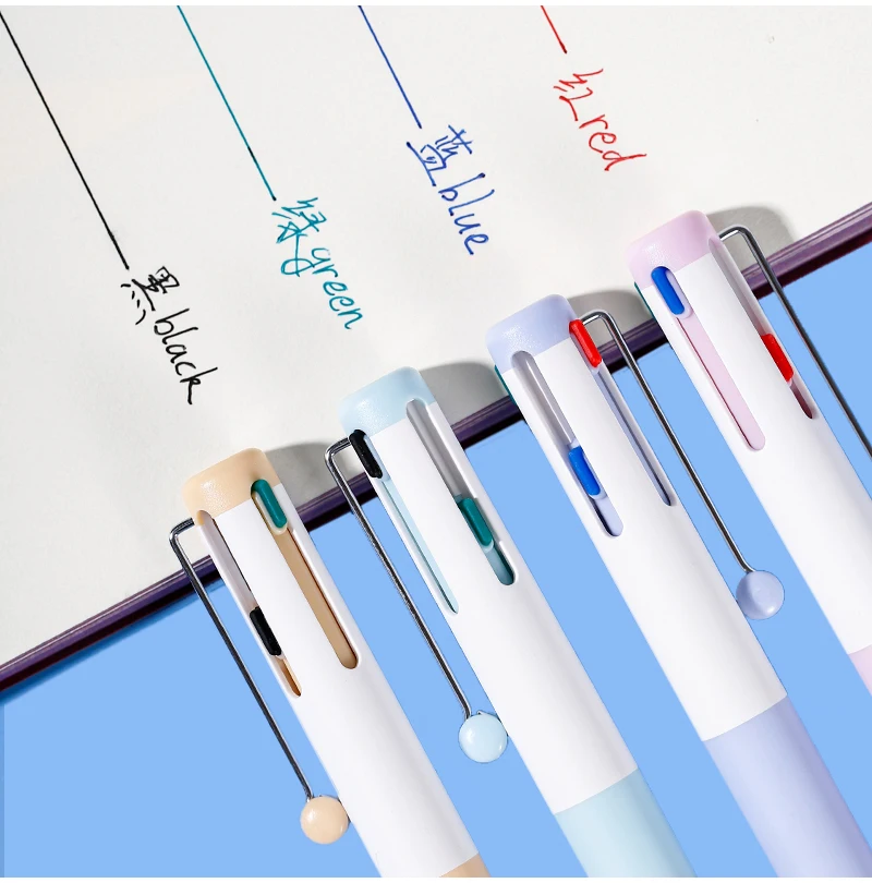 Kreativer 4-in-1-Mehrfarben-Gelstift, 0,5 mm feine Spitze, schnell trocknend, glattes Schreiben, farbige Stifte für Notizen und Lernpapier – Detail 8