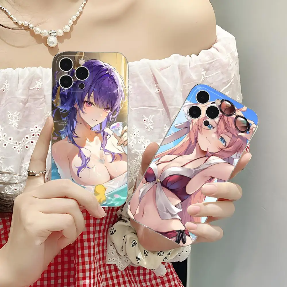 

Genshin Impact Ecchi Mobile Phone Case for iPhone 16 15 14 13 12 11 X XR XS 8 6 Pro Max Plus Mini Clear Colour Protective Pretty