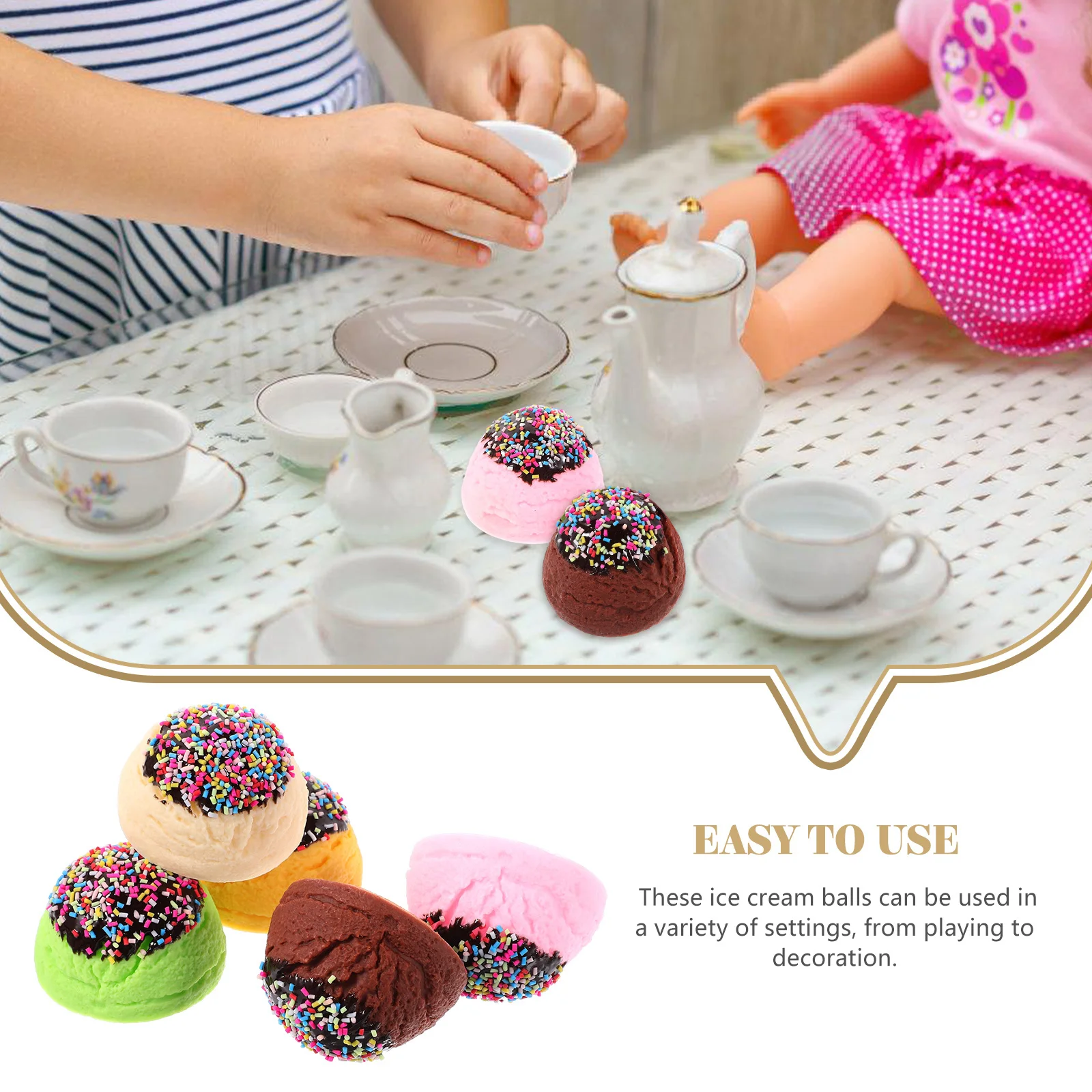 

5Pcs Ice Cream Decorative Set Vibrant Realistic Fake Dessert Props for Party Coffee Bar Display Decoration Supplies