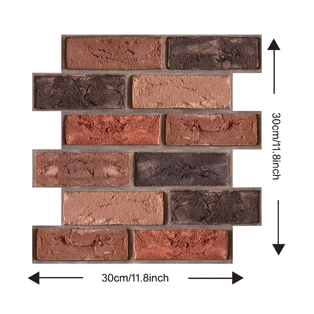 30pcs Self Adhesive Waterproof 3D Wall Panels, Brick Wallpaper, Retro Sticker for Bathroom, Fireplace decorative wall stickers