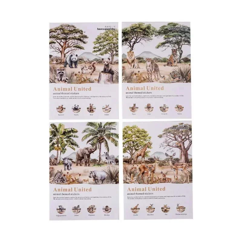 50 Stück große Aufkleber für Handtaschen, Tiermotiv, Scrapbook, 146*95mm, Materialpaket, Schreibzubehör