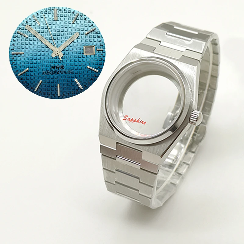 Mod 40mm argent PRX Super lecteur boîtier de montre verre saphir pour NH35 NH36 NH38 4R mouvement cadran multicolore aiguilles Refit pièces