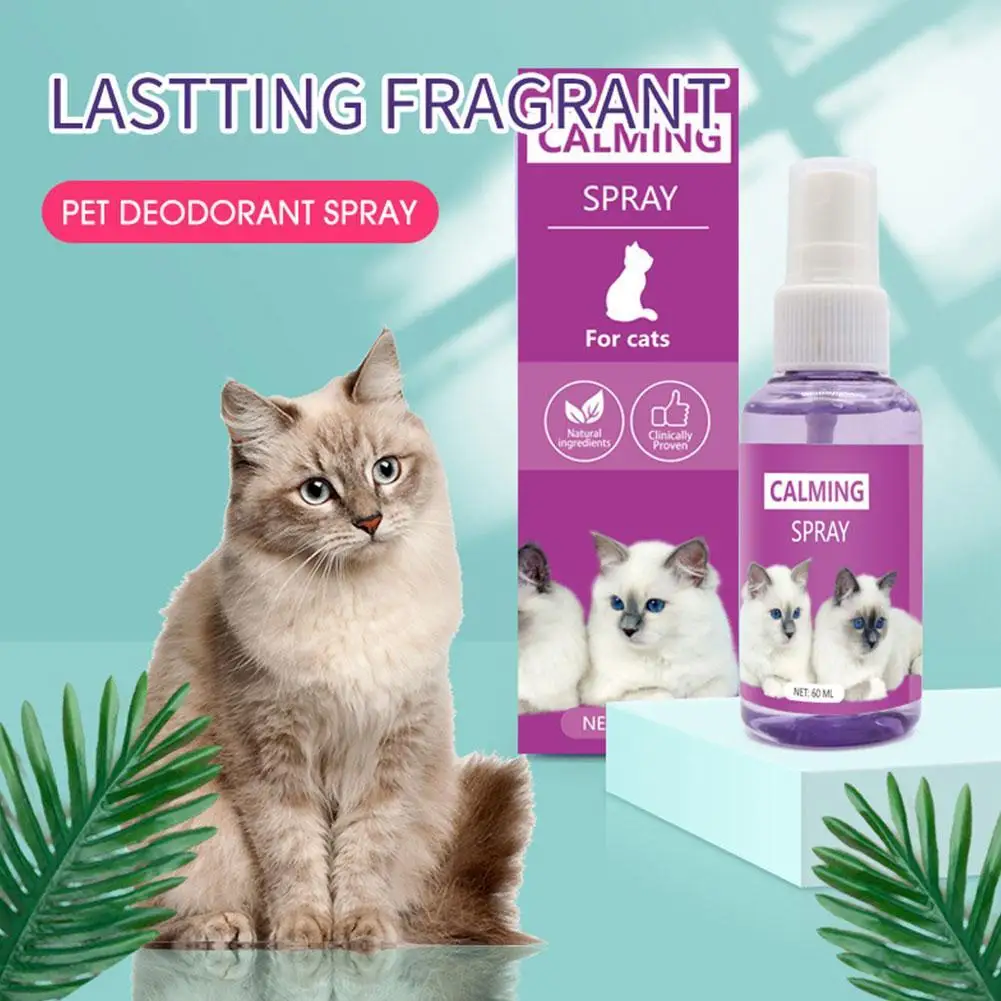 60ml calming spray Feline anti stress pheromone emotional soothing spray Health Cleaning Supplies for Cats Anti-Stress Spra V0R6