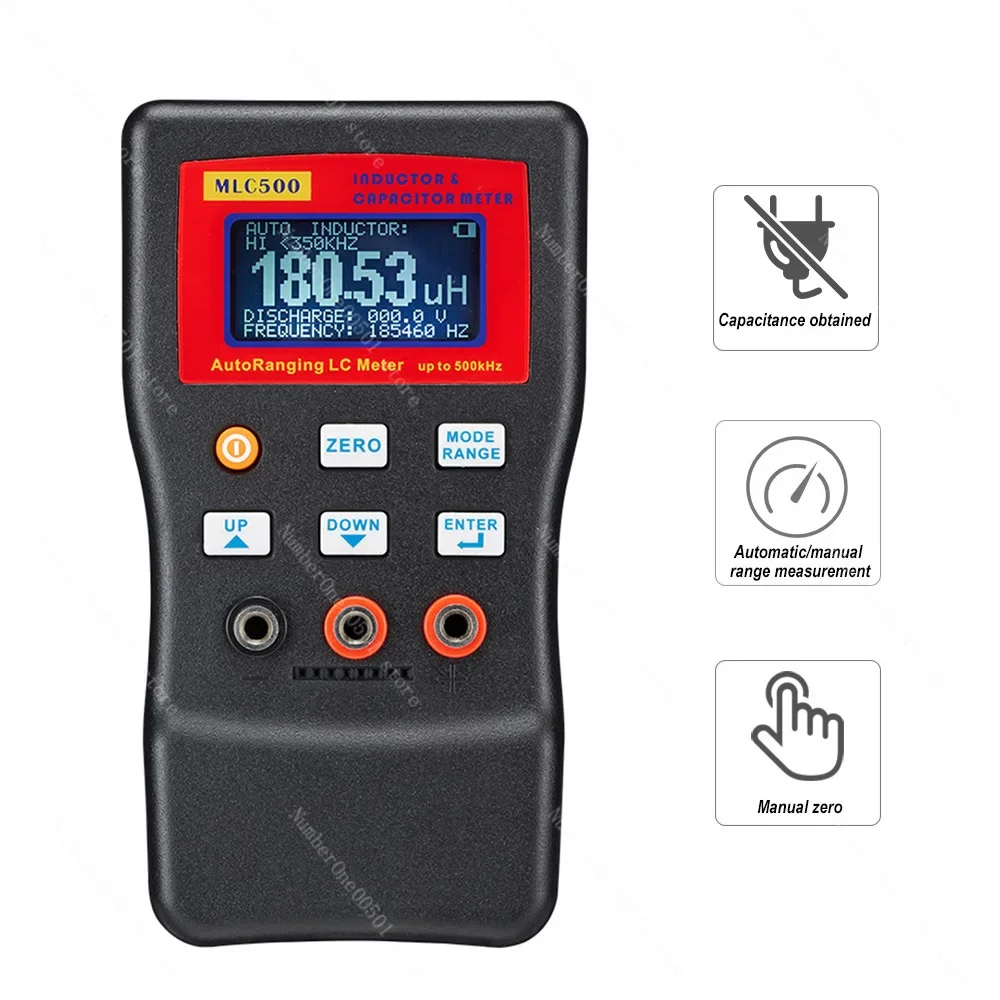 MLC500 Digital LC RC Capacitance Inductance Meter 500kHz Professional LCD Oscillation Multimeter 0.01pF 100mF SMD Clip Option