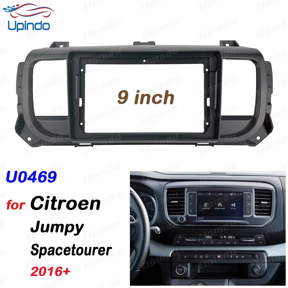 

Android Car Stereo Fascia Panel Frame 9 Inch 2 Din GPS Navigation Bluetooth for Citroen Jumpy Spacetourer 2016 Dashboard Mount K