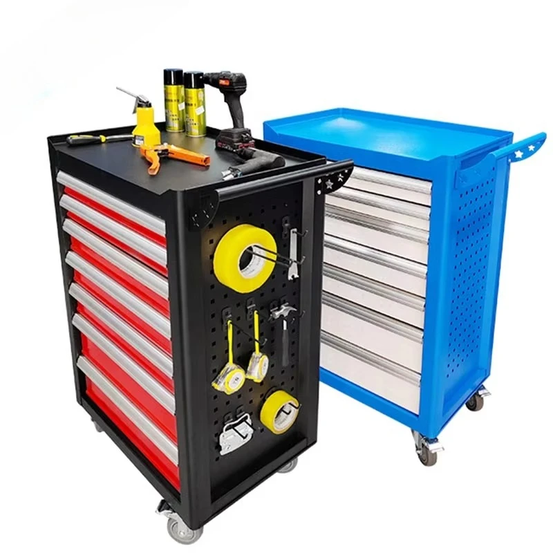 a for 7 Drawers Lockable Anti-Theft  Tool Trolley Metal Workshop Garage Storage Tool Cabinet with Handle and Wheels