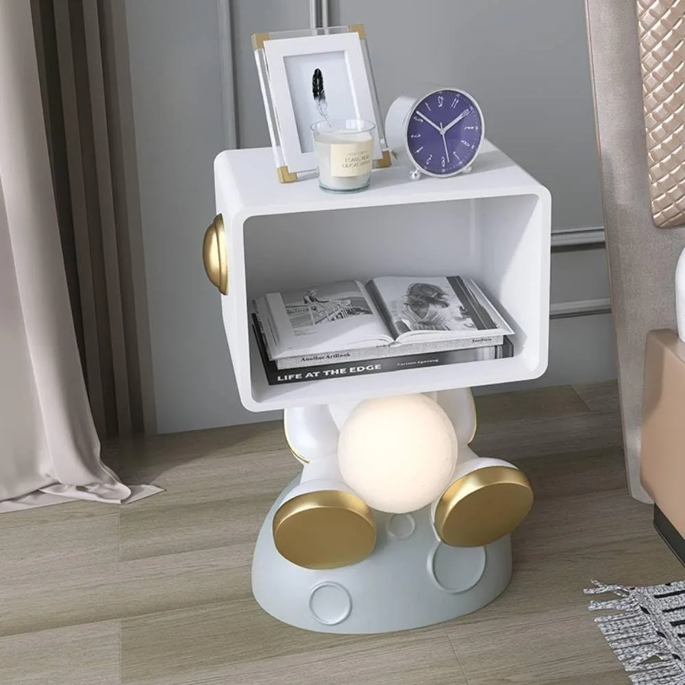 

Astronaut Bedside Table, Creative Cartoon Accent Nightstand Light,End Side Table with Open Storage for Bedroom, Living Room