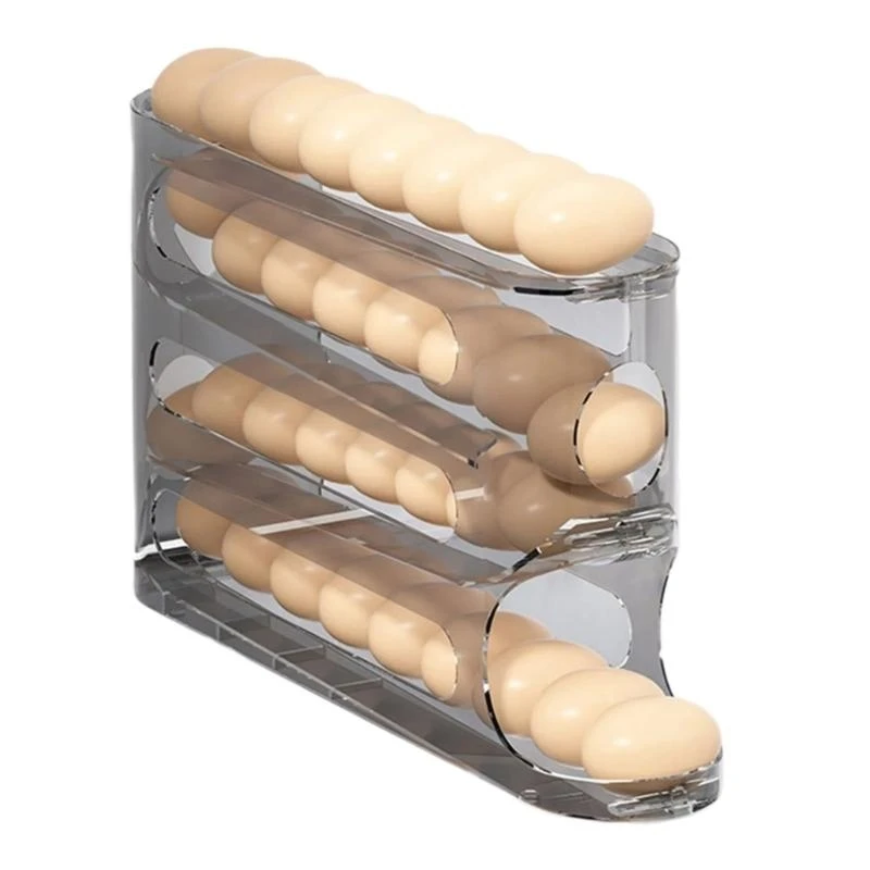 Plastic Eggs Holder for Fridge Door Automatic Restocking 4-layer Ladder Eggs Storage Box Kitchen Organization Supplies
