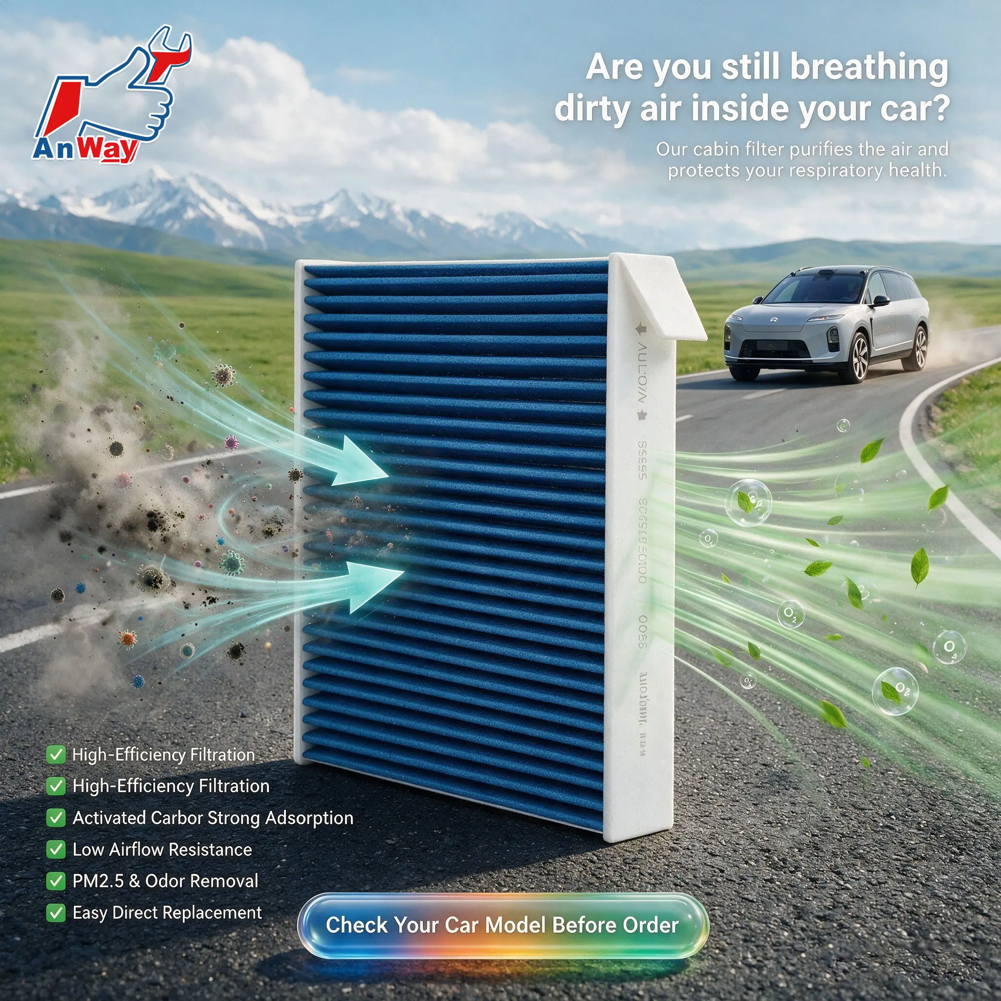 Custom Fit Car Cabin Air Filter For NIO EL8 2025‑2026 Auto Air Intake Filter Premium Air Filter  Car Interior Accessory