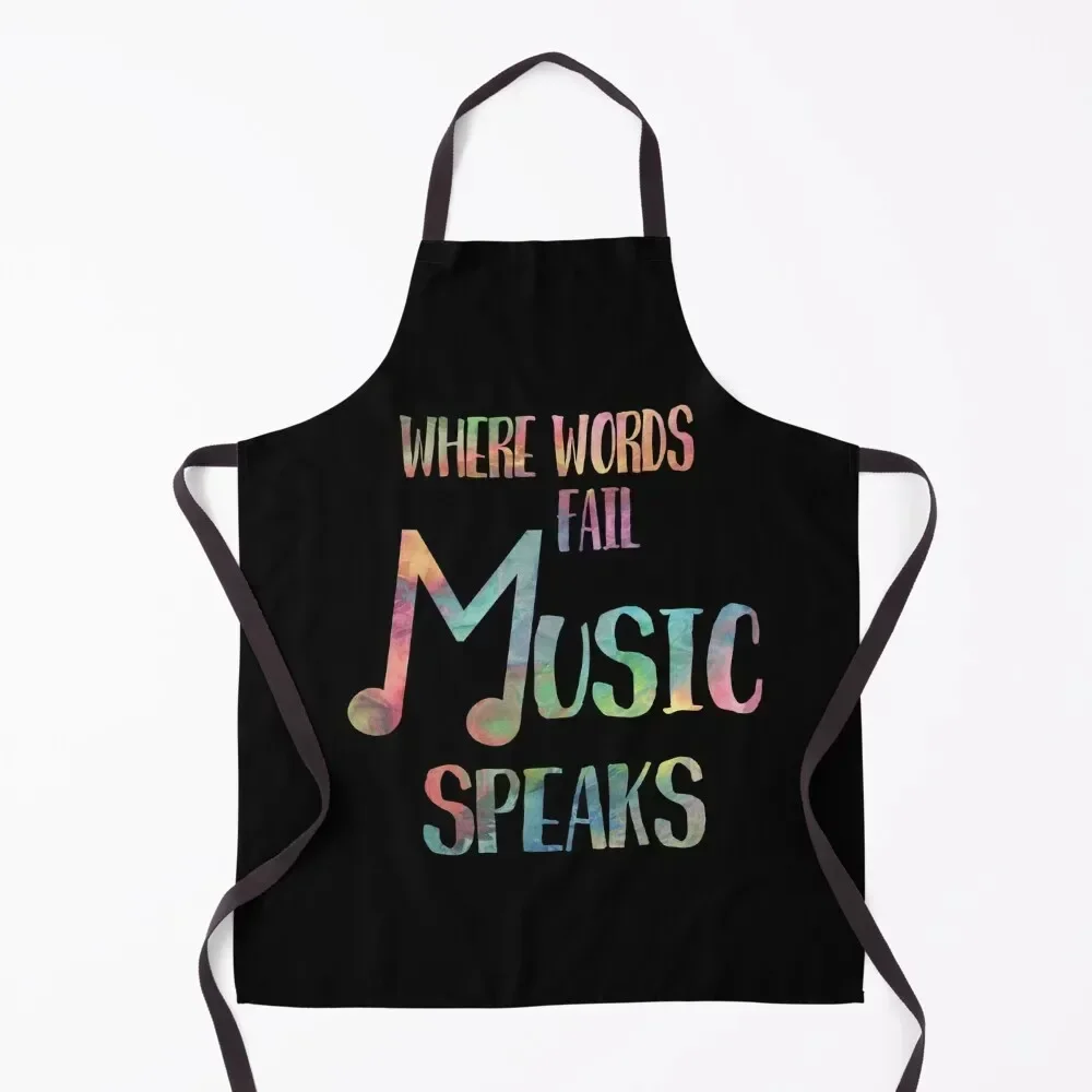 

Where Words Fail Music Speaks Apron Kitchen Novel Kitchen Accessories for kitchen useful Utensils Apron