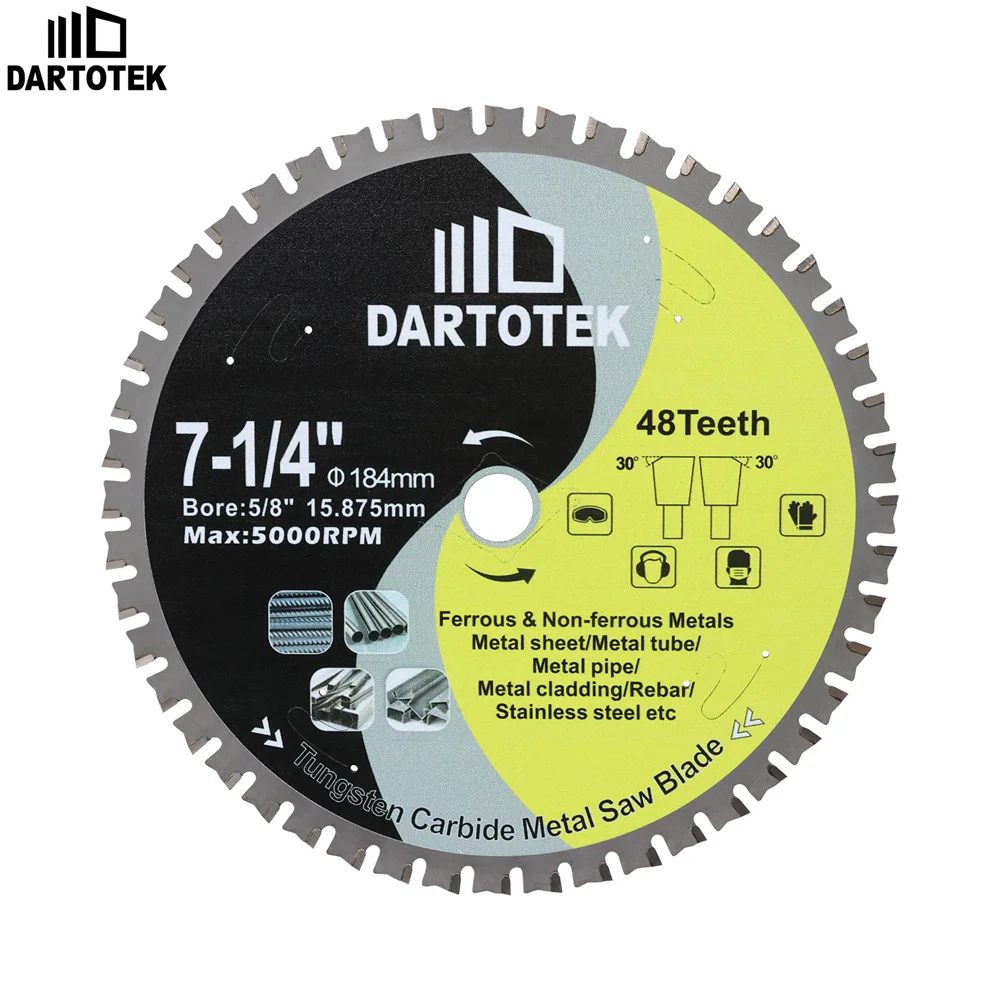 DARTOTEK 184mm 48T Hard Alloy Cutting Iron Disc 1/3/5Pcs Circular Saw Blade For Cutting Metal Plates Steel Bars Disc Cutter