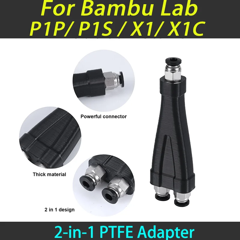 2-in-1 PTFE Adapter for Bambu Lab, Premium Tubing Connectors Feeding Modules Filament Tube Expansion Port Fit for P1S/P1C/X1C/X1
