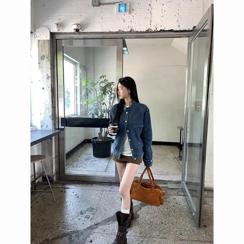 

Твидовый жакет с декоративными пуговицами, женский, весенний, простой силуэт, средней длины, с винтажными пуговицами, на пуговицах, в деловом стиле, для офиса, женственный, OL