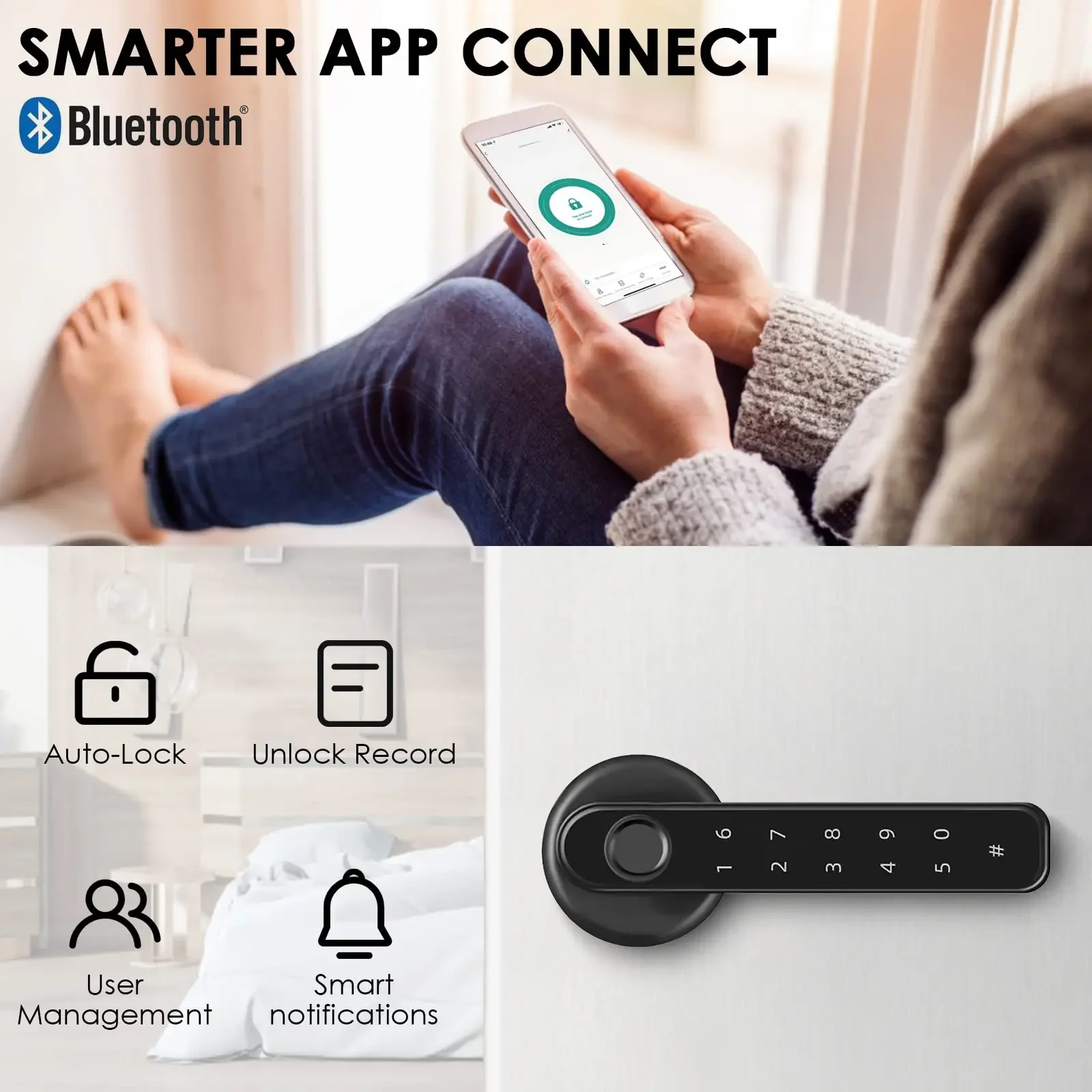 With Tuya Biometric Fingerprint Smart Door Lock Electronic Digital Lock Password Fingerprint Keyless Security Door Handle Home