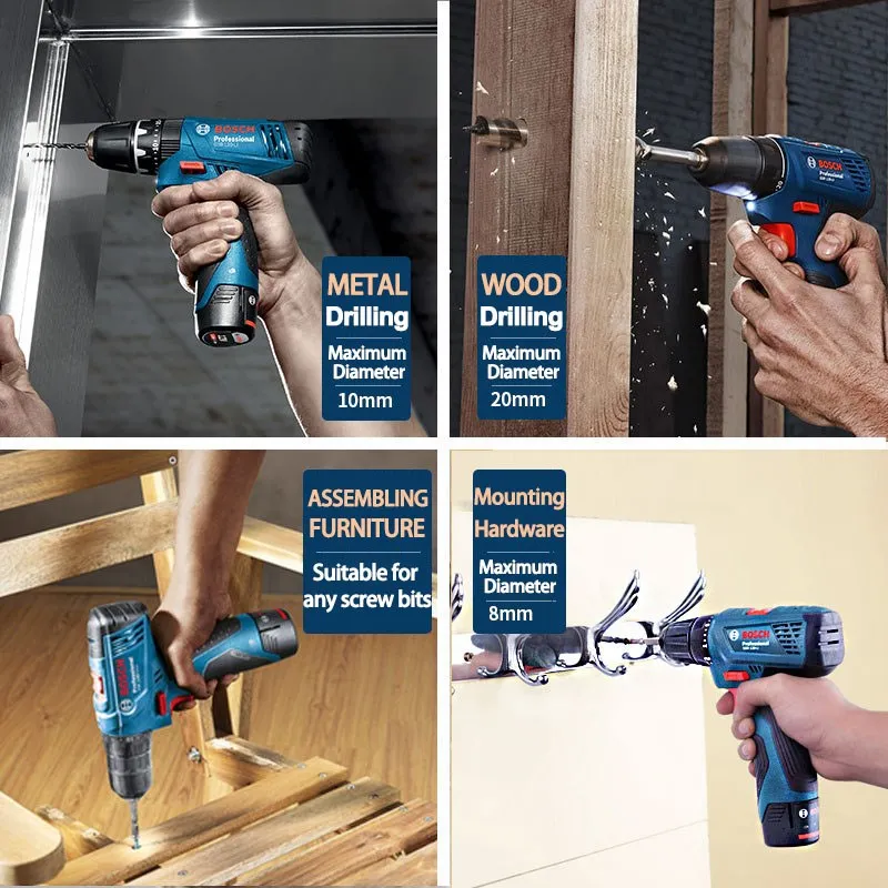 Bosch Cordless Electric Drill GSR 120-Li Electric Screwdriver 12V Household Screwdriver with Battery Rechargeable Power Tools