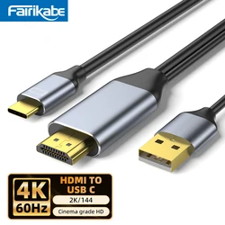 Fairikabe HDMI To Type C Cable For Monitor 6.6Ft 4K@60Hz HDMI To USB C  Adapter For Laptop PS5 Xbox Nreal Xreal Xreal Beam