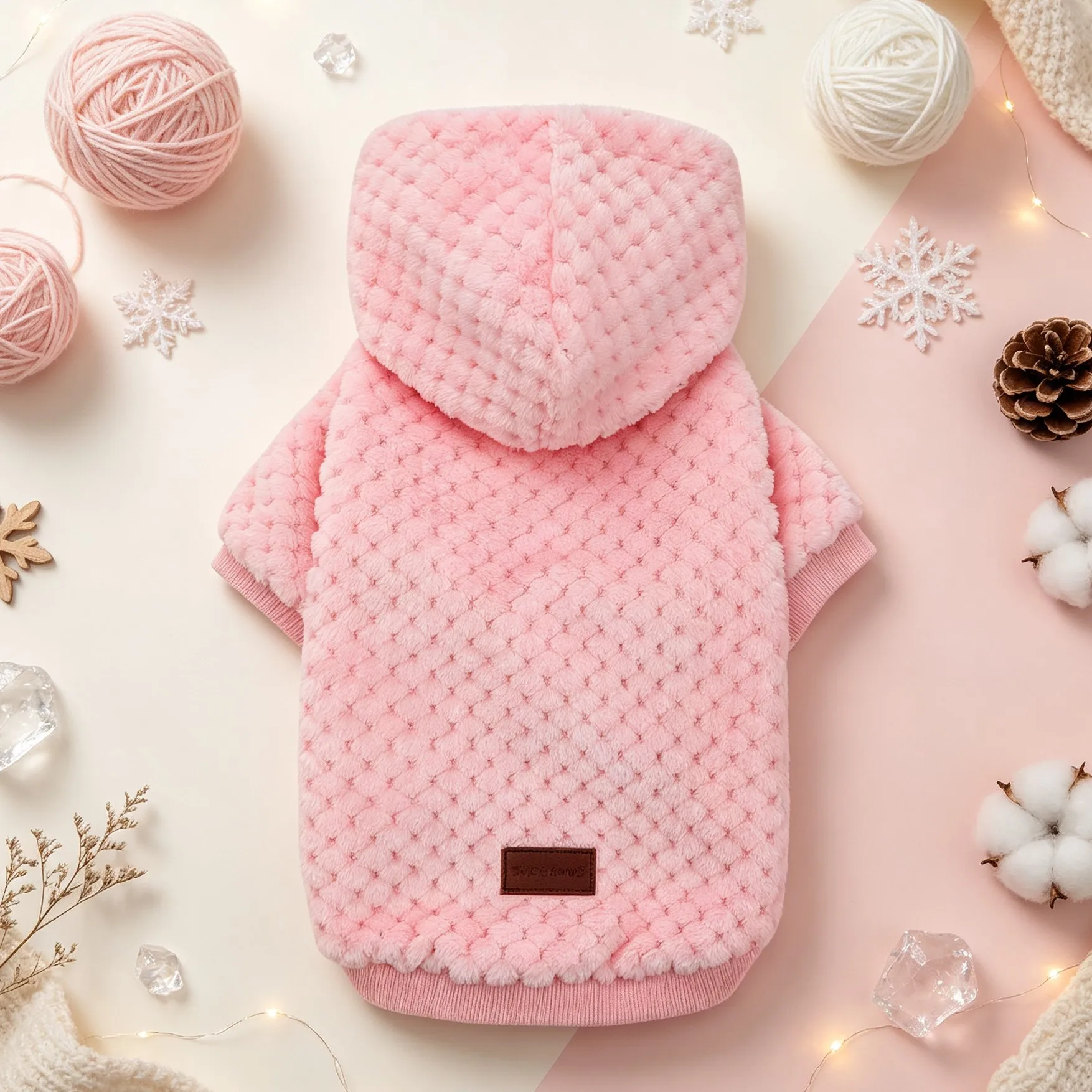 Weicher Polarfleece-Haustiermantel mit Kapuze, warmes Karodesign, ideal für kleine und mittelgroße Hunde, Katzen, Welpen, für den täglichen Gebrauch im Herbst und Winter. – Detail 8