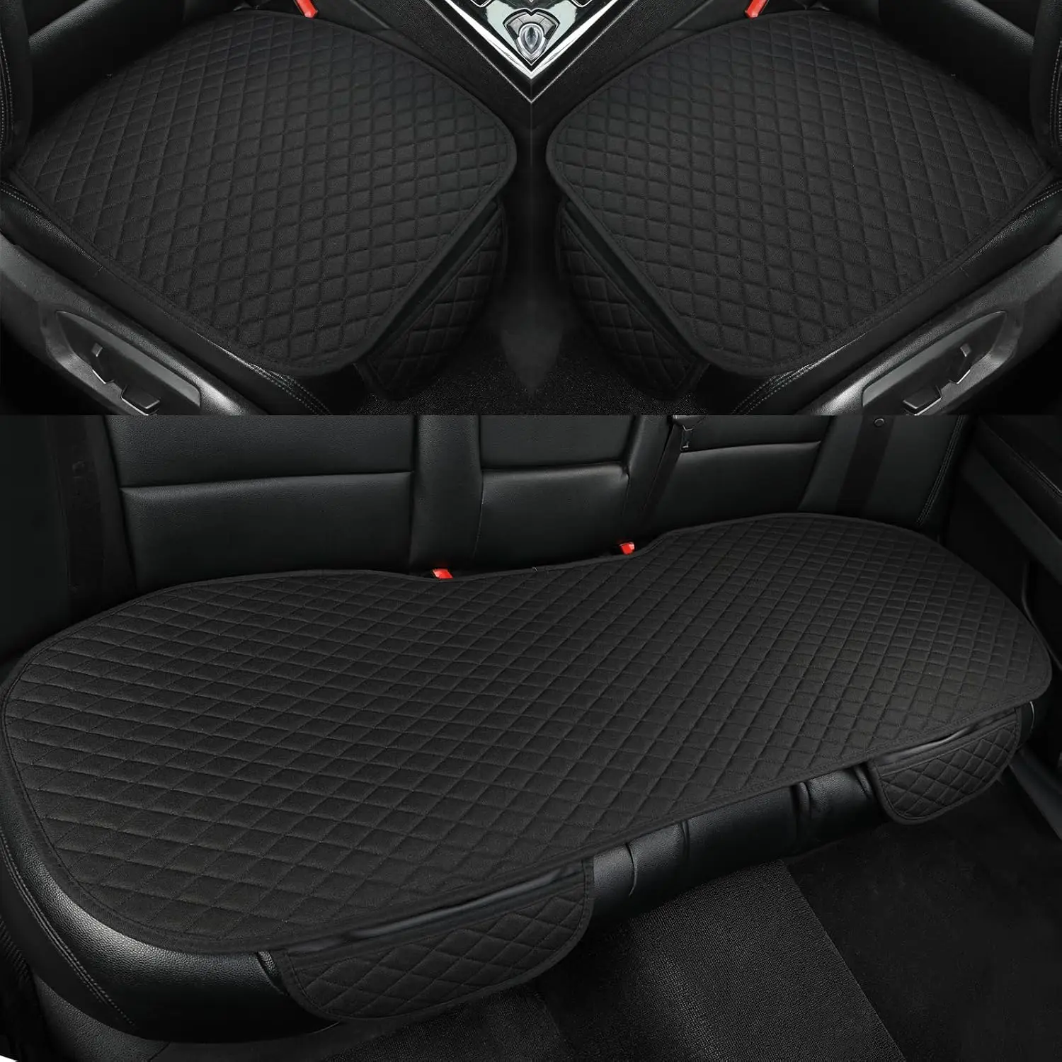 

Car Seat Covers,Bottom Seat Covers for Cars Include 1 Pair Front Driver Seat Pad Mat and 1 Rear Bench Cover Universal Fits 90%