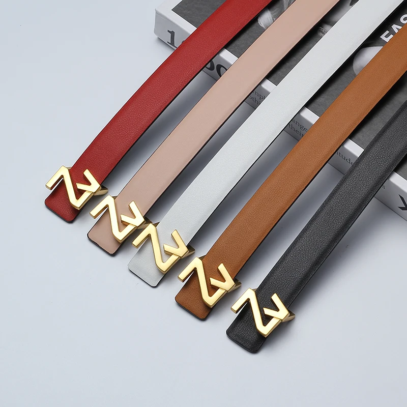 Thin 25mm Genuine Leather Brand Belt Women Luxury Design Lady Girl Belt for women Waist Belt Chic Dress Party Belts for jeans