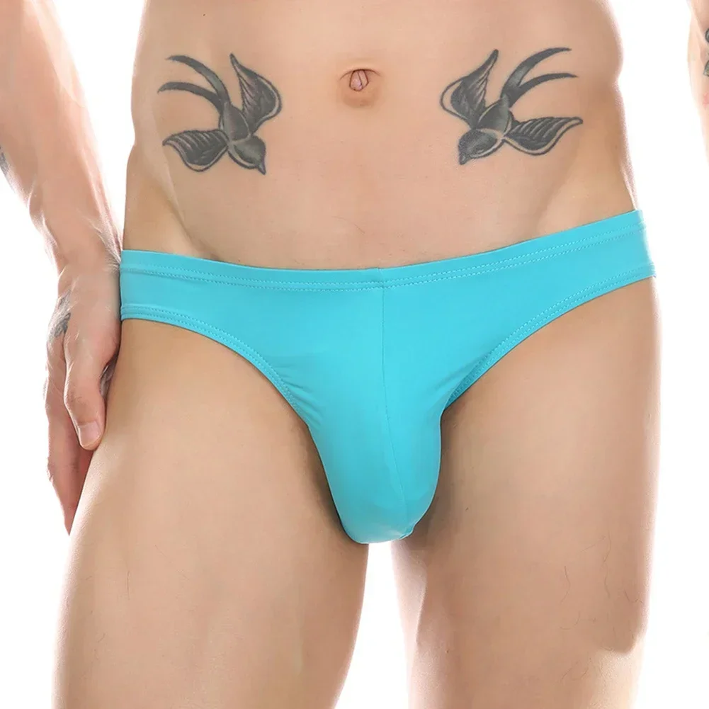 1pc Men\'s Sexy Soft Bulge Pouch Underwear Briefs Low Waist Underpants Solid Color Male Panties Lingerie