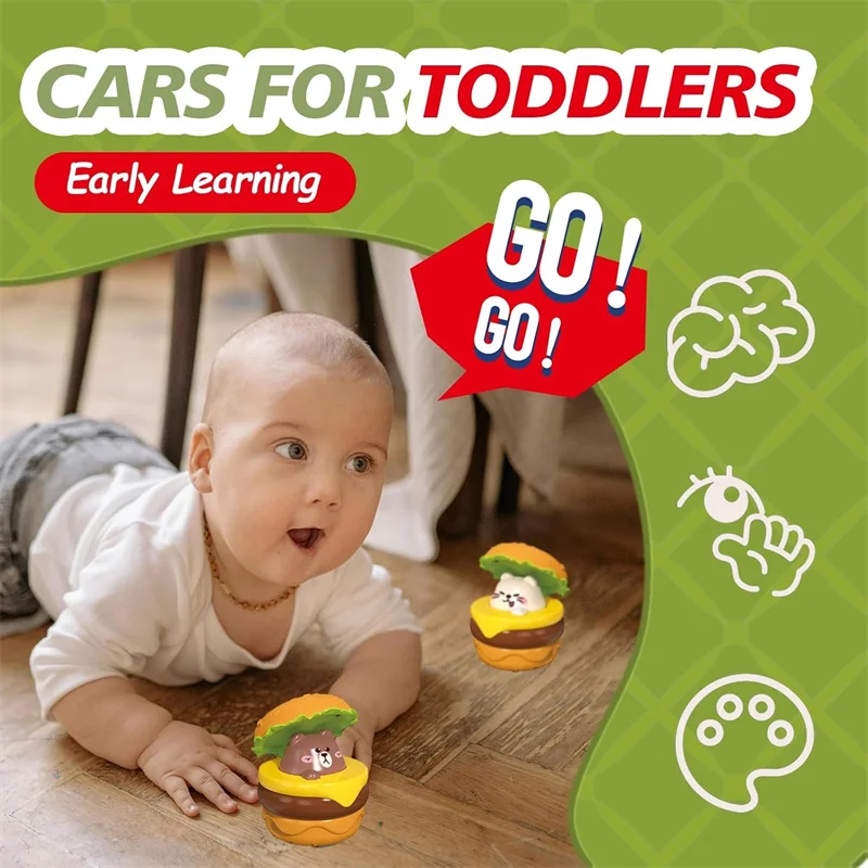Jouet de voiture de hamburger – Véhicule de presse et de glissement à inertie pour enfants de 6 à 12 mois