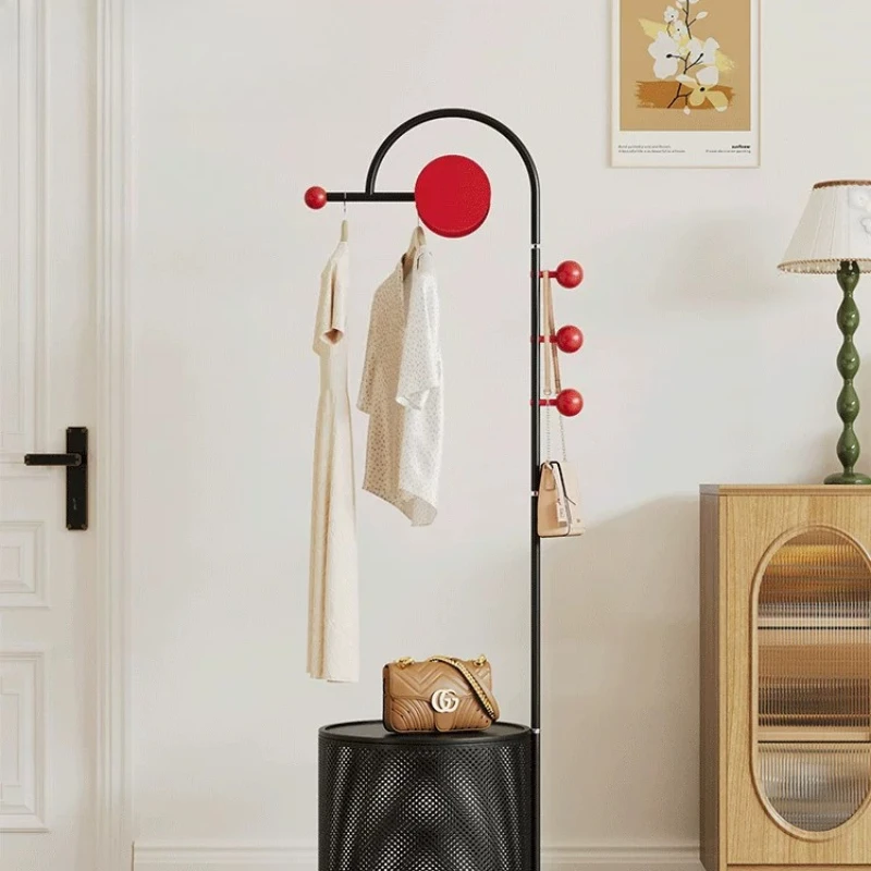 Hanger bedroom floor cream wind with wheel mobile coat rack bedside table hanger with dirty clothes basket