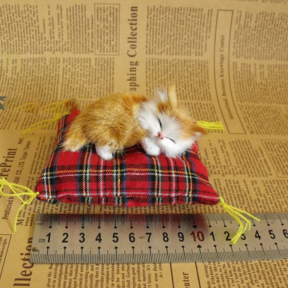 人工毛皮シミュレーション横たわっている猫人形ソフトシルキーミニ睡眠猫装飾品 6 種類布パッドぬいぐるみ猫