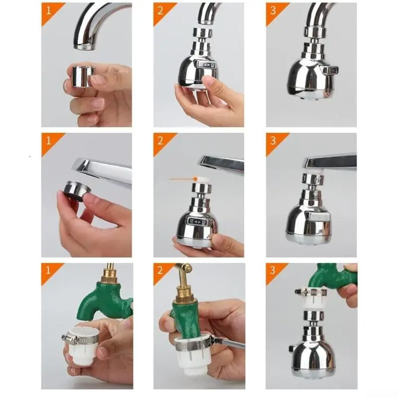 High-Pressure Faucet Connector 360-Degree Swivel Solid Rigid Hose Long Lasting for Pet Bathing Use