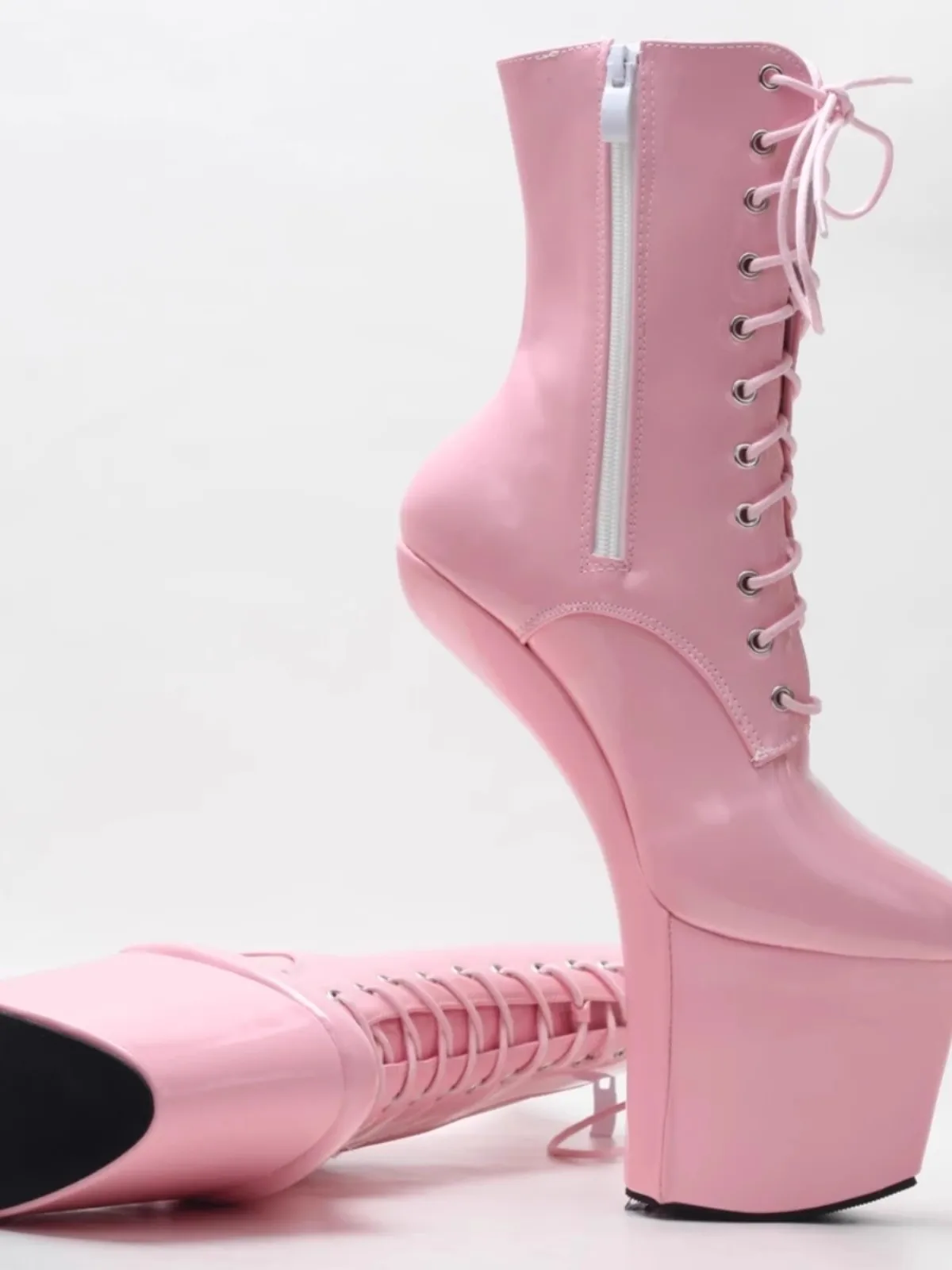 Velvet Heerless 20cm Super High Thick Bottom Nightclub Pole Dance Fun Short Boot Women Platform Solid Coor Lace Up Shoes