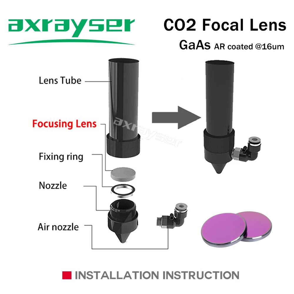 Imagem -04 - Lente do Foco do Co2 Pro para a Máquina de Corte da Gravura do Laser Dia18 19.05 20 25 mm Fl38.1 50.8 63.5 76.2 101.6 mm
