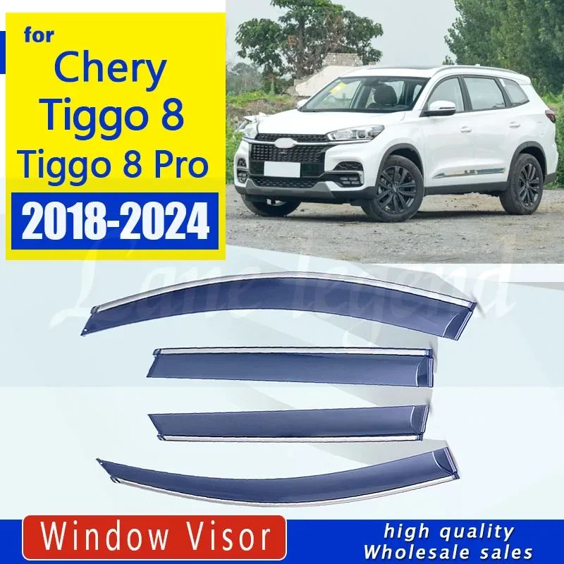 

Window Visor Sun Rain Wind Deflector Awning Shield Vent Guard Shade Cover Trim For Chery Tiggo 8 /Tiggo 8 Pro 2018-2024 2022