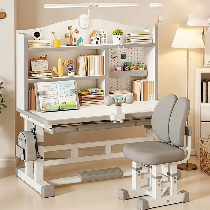 Ergonomic Children Study Desk Set With Book Shelf And Storage Drawer For Home School
