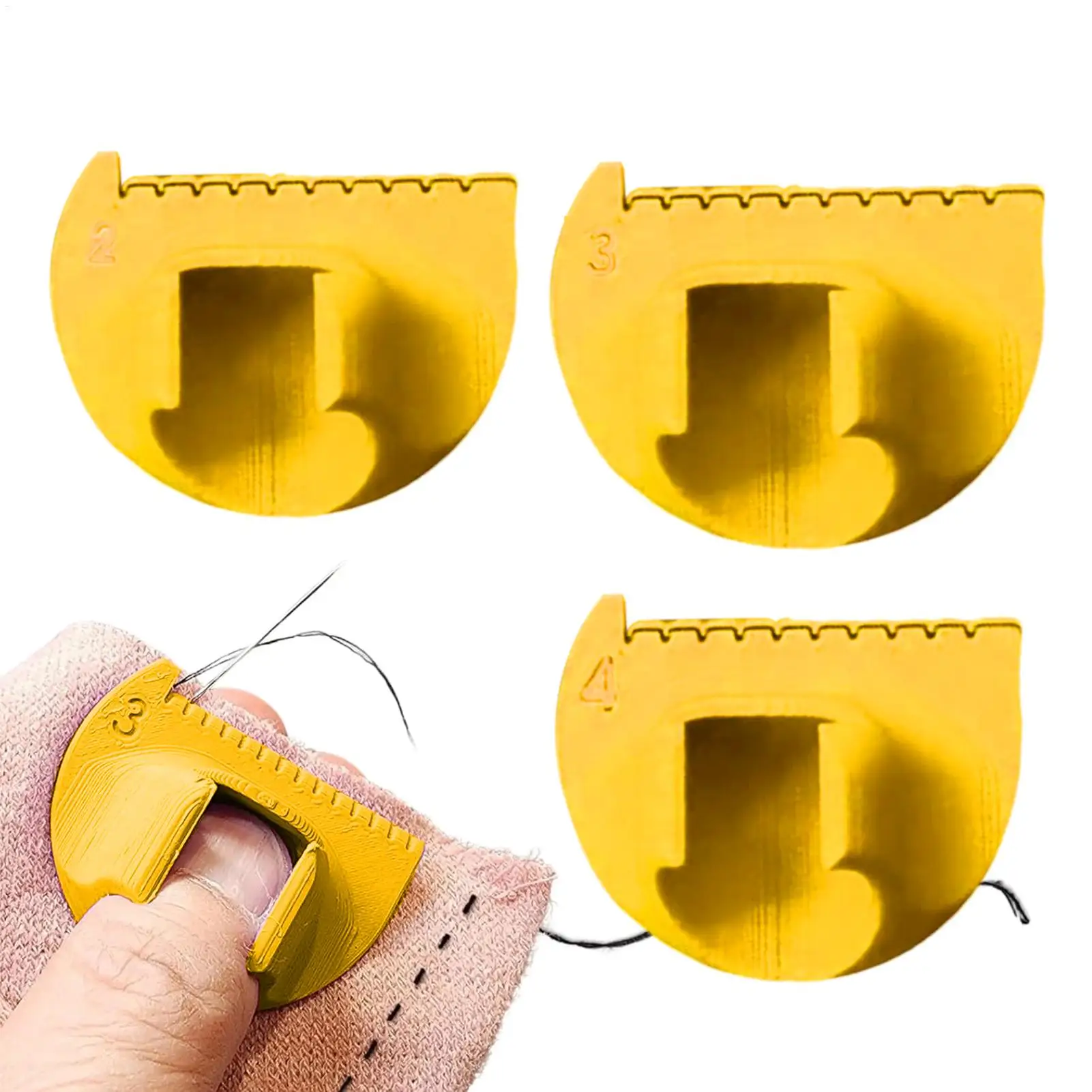 3Pcs Easy Sewing Guide for Beginners Seniors Plastic Hand Sewing Tool with 4mm 3mm 2mm Spacing for DIY Crafting Thumb Guide
