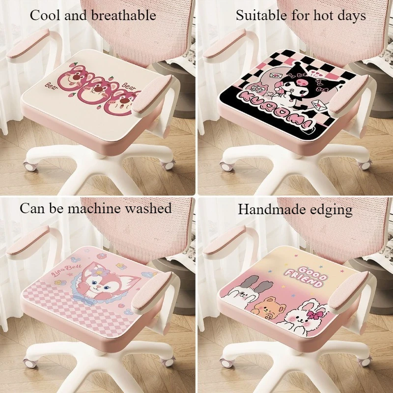 

New Kawaii Sanrio Cinnamoroll Kuromi The Cute Cartoon Summer Ice Silk Breathable Cushion Is Suitable for Offices and Schools