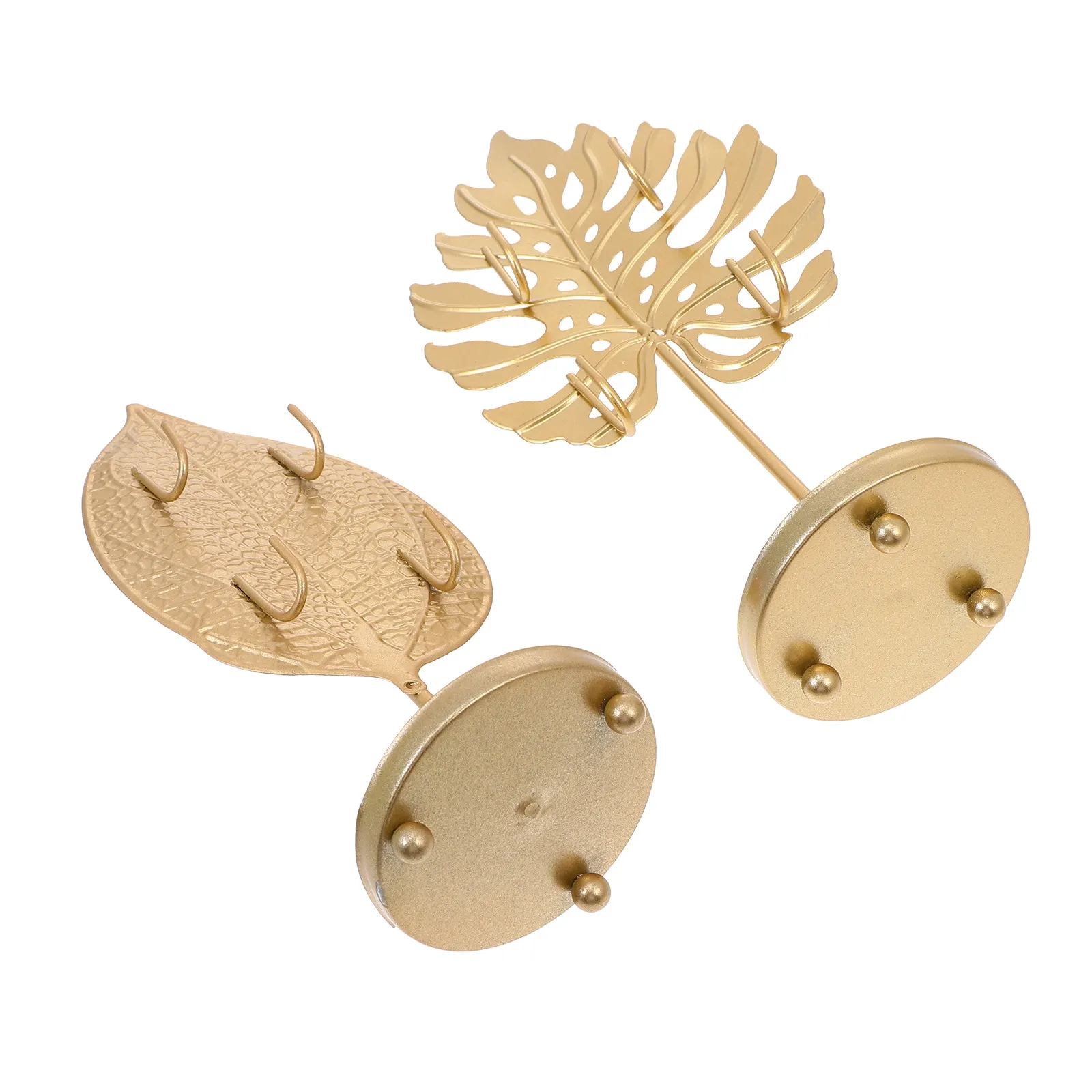 

2 шт. Стильные металлические подставки для украшений в форме листа: держатели для серег, ожерелий, браслетов, настольный органайзер