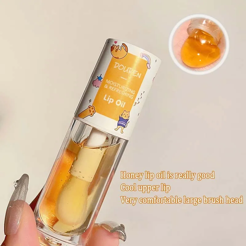 Honey Lip Oil Lip Cream Fade lines Non Sticky Moisturizes Reduce Wrinkles Vitamin E Tint Balm Plumper Repair Care Serum