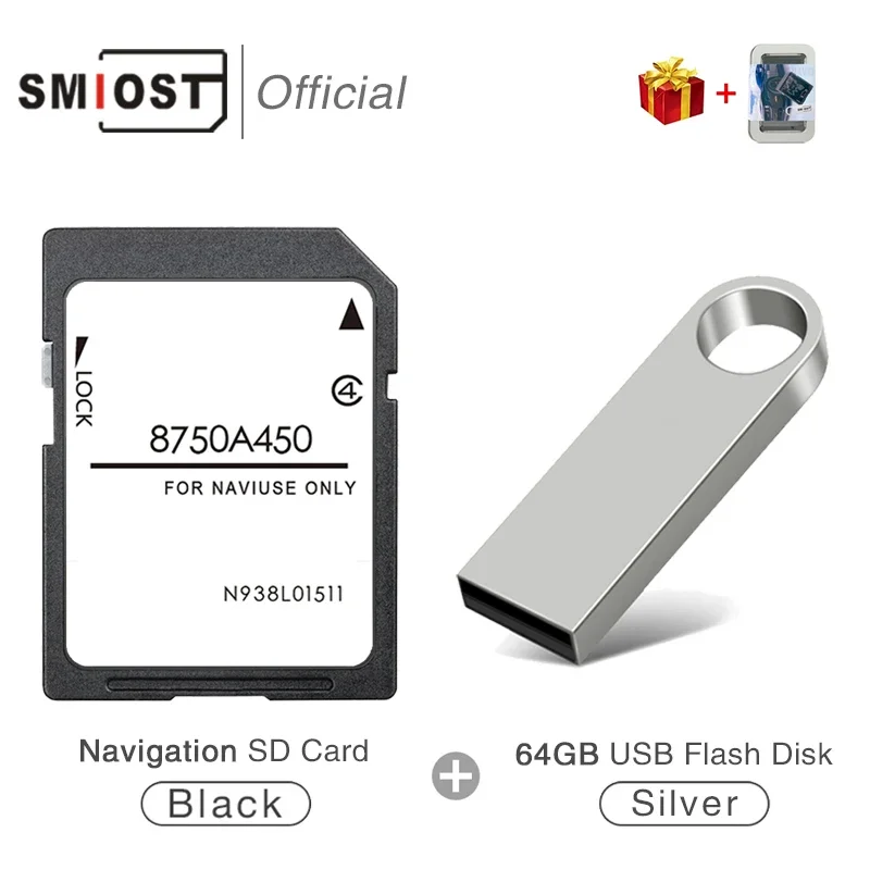 SMIOST 메모리 카드 GPS, 미쓰비시 8750A450 MMCS용 내비게이션, 유럽 지도 업데이트 데이터 2021, L200 파제로 아웃랜더용, 16GB