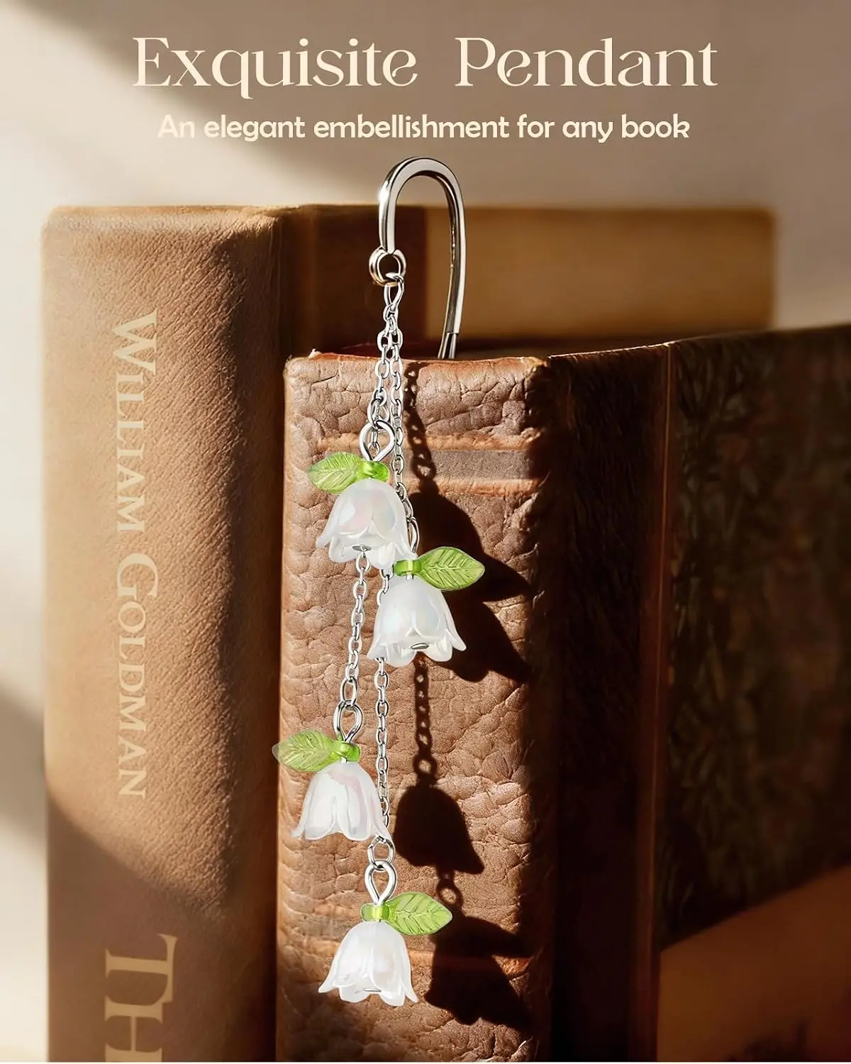 Orchid flower metal bookmark, a reading marker for women, floral pattern with pendant, an ideal gift for book lovers.