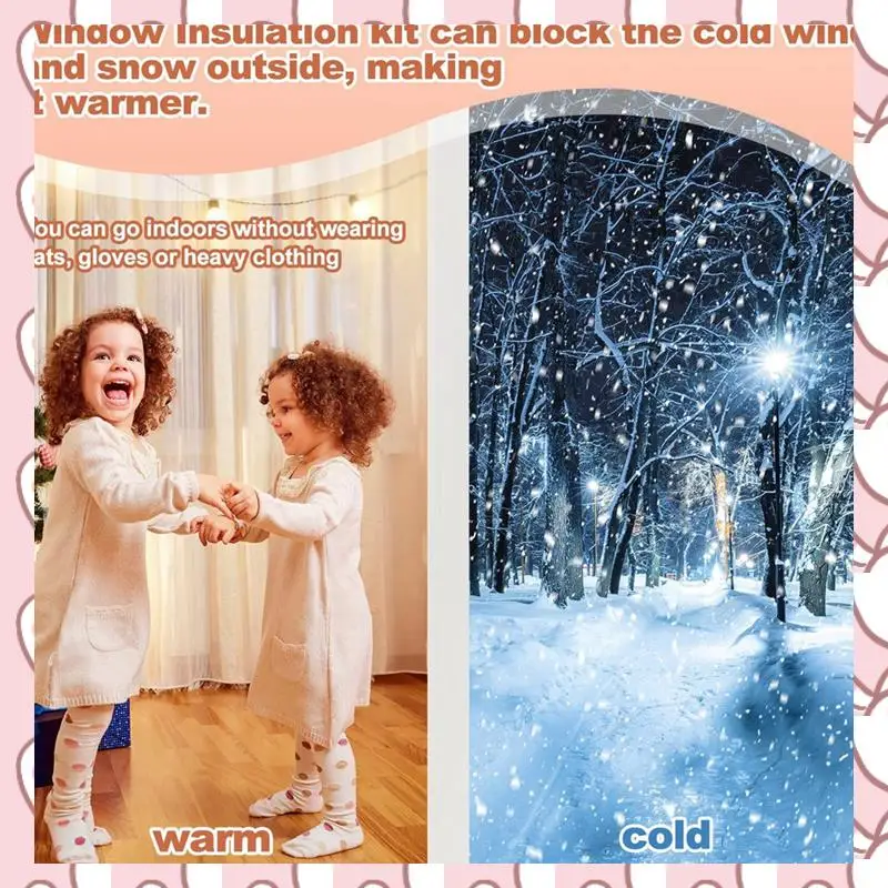 

HHTL Cuttable Transparent Film Window Plastic Insulation Kit With Adhesive Straps Winter Reusable Window Plastic For Winterizing