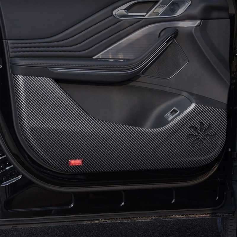 

For Hongqi HS7 2024 2025 2026 Car Door Anti Kick Pad Carbon Fiber Leather Texture Anti Dirt Protective Sticker Auto Accessories